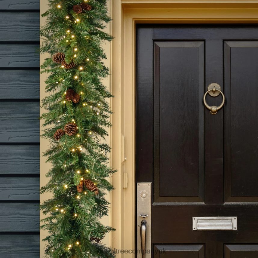 Greenery | National Tree Company Pre-Lit Artificial Christmas Garland Green Garwood Spruce White Lights Plug In Christmas Collection 9 Feet F2L4F365